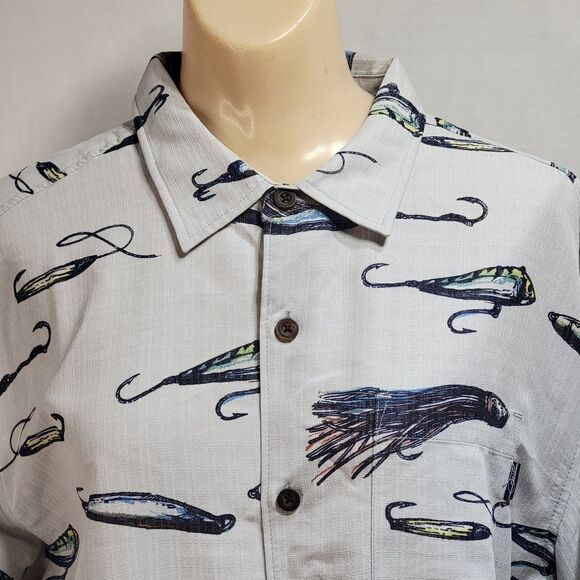 Jack O'neill Collection SS Full Button Shirt Fishing Lures - Size Medium NWT - Picture 2 of 6